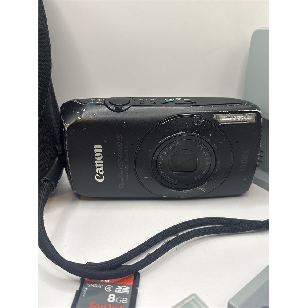 Canon PowerShot SD 4000 IS Digital ELPH 10MP Black Digital Camera Bundle Tested - Picture 4 of 16